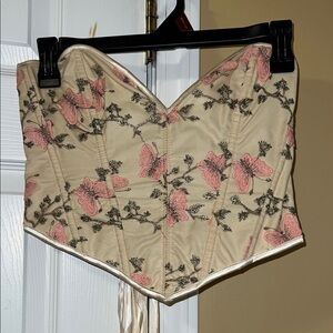 Floral Corset Top - Pink and Cream